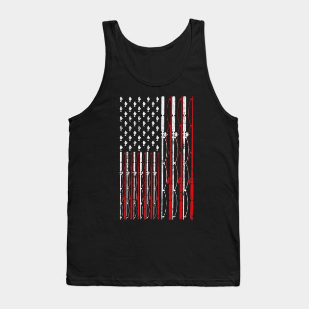 Fishing Rod American Flag Funny Fishing Tank Top by kasperek